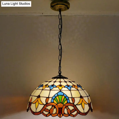 Tiffany-Style Stained Glass Pendant Light: Elegant 1-Light Hanging Lamp for Dining Room