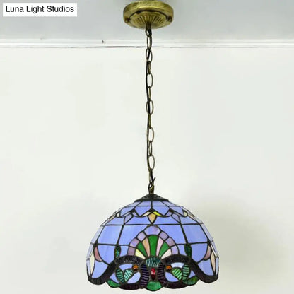 Tiffany-Style Stained Glass Pendant Light: Elegant 1-Light Hanging Lamp for Dining Room