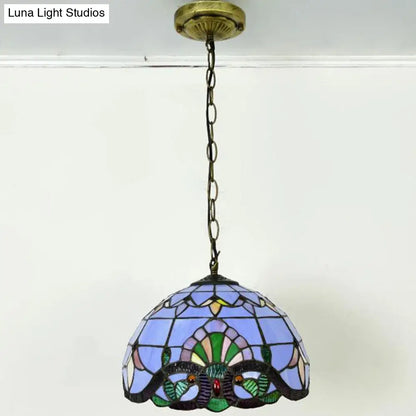 Tiffany-Style Stained Glass Pendant Light: Elegant 1-Light Hanging Lamp for Dining Room