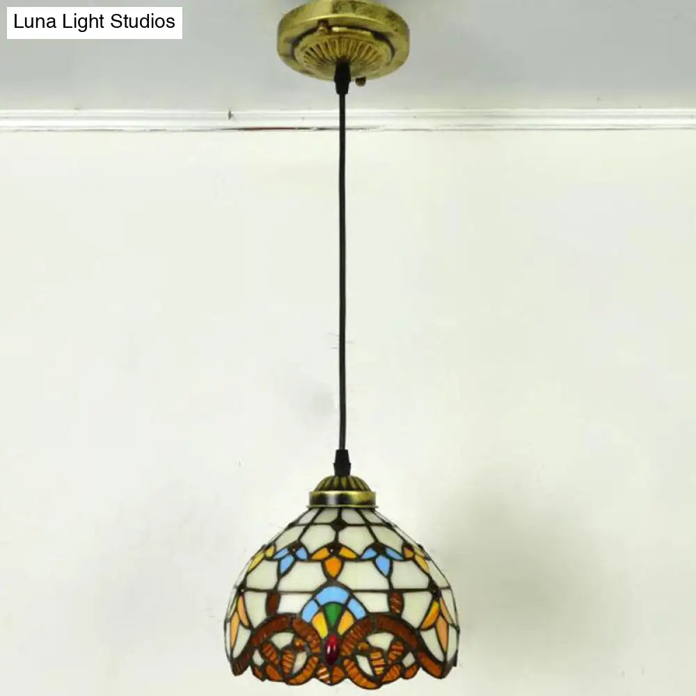 Tiffany-Style Stained Glass Pendant Light: Elegant 1-Light Hanging Lamp for Dining Room