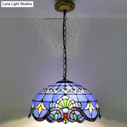 Tiffany-Style Stained Glass Pendant Light: Elegant 1-Light Hanging Lamp for Dining Room