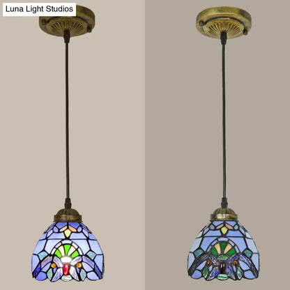 Tiffany-Style Stained Glass Pendant Light: Elegant 1-Light Hanging Lamp for Dining Room