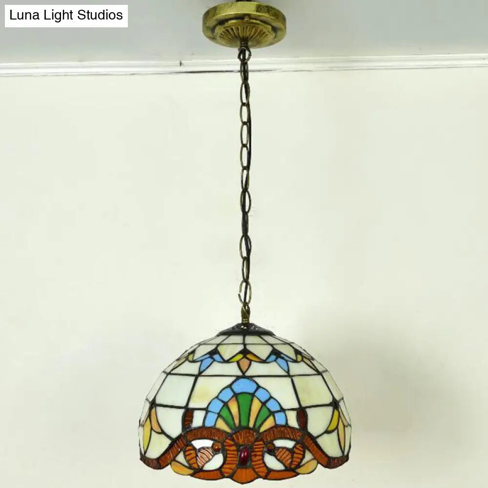 Tiffany-Style Stained Glass Pendant Light: Elegant 1-Light Hanging Lamp for Dining Room