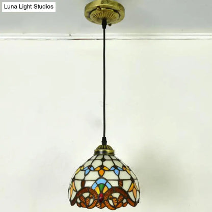 Tiffany-Style Stained Glass Pendant Light: Elegant 1-Light Hanging Lamp for Dining Room