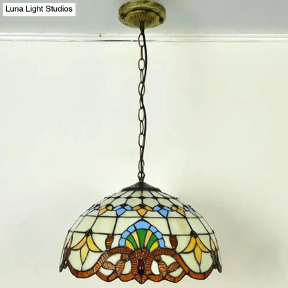 Tiffany-Style Stained Glass Pendant Light: Elegant 1-Light Hanging Lamp for Dining Room