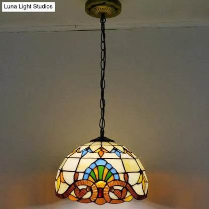 Tiffany-Style Stained Glass Pendant Light: Elegant 1-Light Hanging Lamp for Dining Room