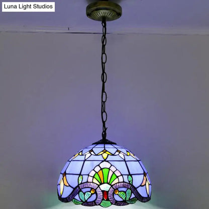 Tiffany-Style Stained Glass Pendant Light: Elegant 1-Light Hanging Lamp for Dining Room