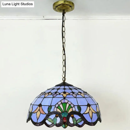 Tiffany-Style Stained Glass Pendant Light: Elegant 1-Light Hanging Lamp for Dining Room