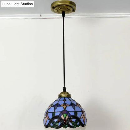 Tiffany-Style Stained Glass Pendant Light: Elegant 1-Light Hanging Lamp for Dining Room