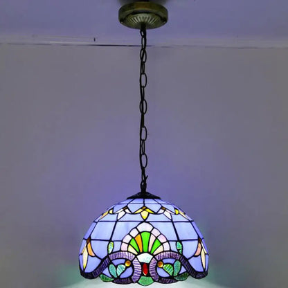 Tiffany-Style Stained Glass Pendant Light: Elegant 1-Light Hanging Lamp for Dining Room