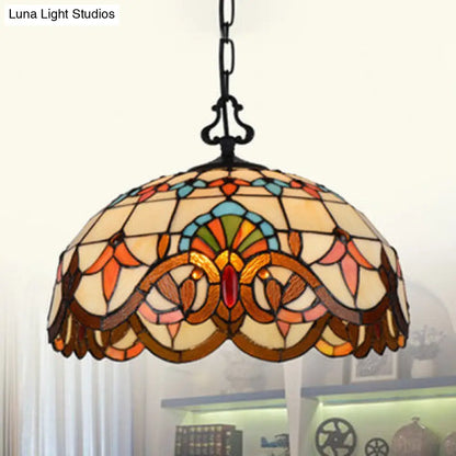 Tiffany-Style Stained Glass Pendant Light Fixture - Black Victorian/Butterfly/Sunflower Design