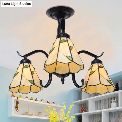 DecorBites™ DecorBites™ Tiffany Style Stained Glass Semi Flush Lamp - Red/Blue/Green/Blue-White - 3/5 Lights - Ideal for Stairway