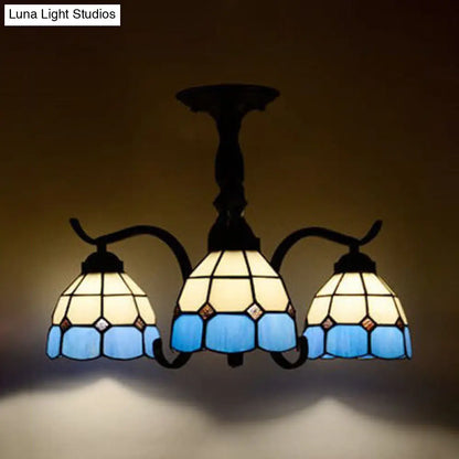 DecorBites™ DecorBites™ Tiffany Style Stained Glass Semi Flush Lamp - Red/Blue/Green/Blue-White - 3/5 Lights - Ideal for Stairway