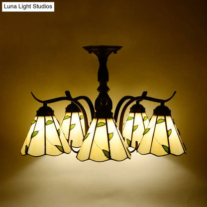 DecorBites™ DecorBites™ Tiffany Style Stained Glass Semi Flush Lamp - Red/Blue/Green/Blue-White - 3/5 Lights - Ideal for Stairway