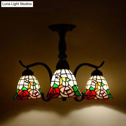 DecorBites™ DecorBites™ Tiffany Style Stained Glass Semi Flush Lamp - Red/Blue/Green/Blue-White - 3/5 Lights - Ideal for Stairway