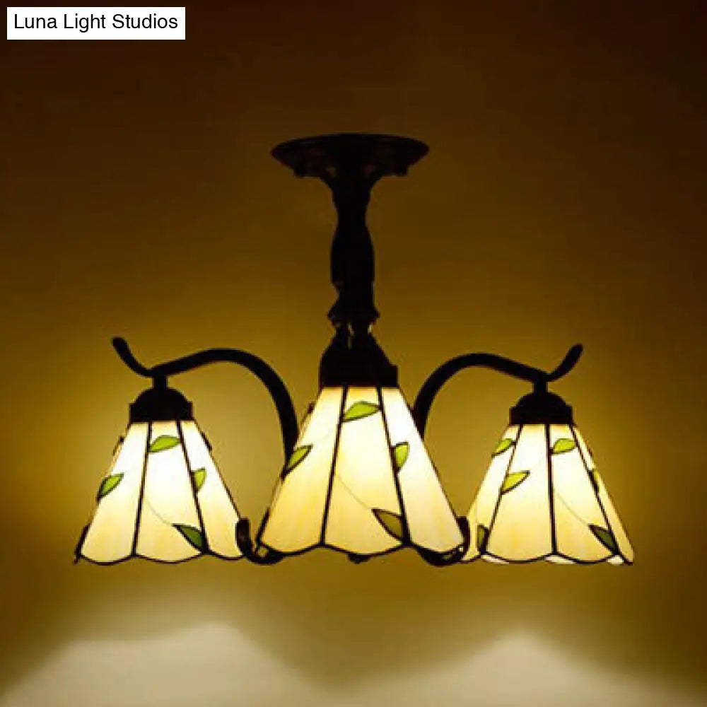 DecorBites™ DecorBites™ Tiffany Style Stained Glass Semi Flush Lamp - Red/Blue/Green/Blue-White - 3/5 Lights - Ideal for Stairway