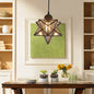 Tiffany Style Textured White/Clear Star Pendant Light - 8"/12" - Stainless Glass - Dining Room Ceiling Lamp