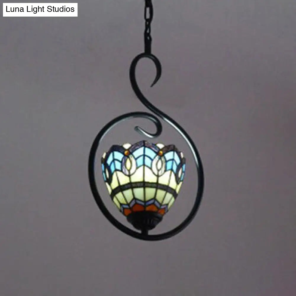 Tiffany Style Yellow and Blue/White Stainless Glass Pendant Light Fixture - Perfect for Balcony