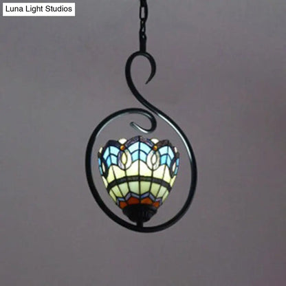 Tiffany Style Yellow and Blue/White Stainless Glass Pendant Light Fixture - Perfect for Balcony