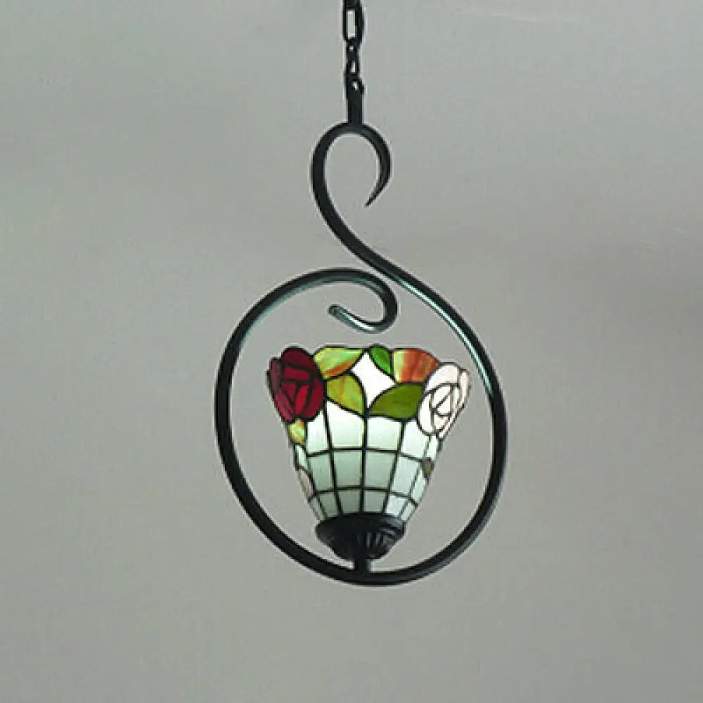 Tiffany Style Yellow and Blue/White Stainless Glass Pendant Light Fixture - Perfect for Balcony