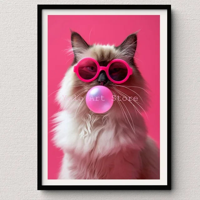 Tiger Canvas Wall Art Print - Vibrant Animal Bubble Style - P10 / 20x30cm No Frame