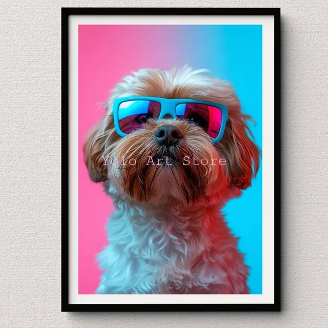 Tiger Canvas Wall Art Print - Vibrant Animal Bubble Style - P11 / 20x30cm No Frame