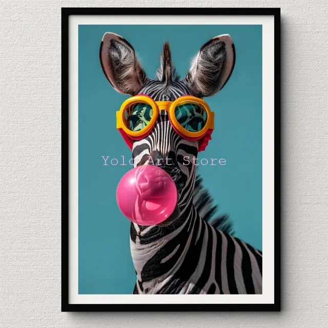 Tiger Canvas Wall Art Print - Vibrant Animal Bubble Style - P15 / 20x30cm No Frame