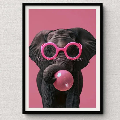 Tiger Canvas Wall Art Print - Vibrant Animal Bubble Style - P3 / 20x30cm No Frame