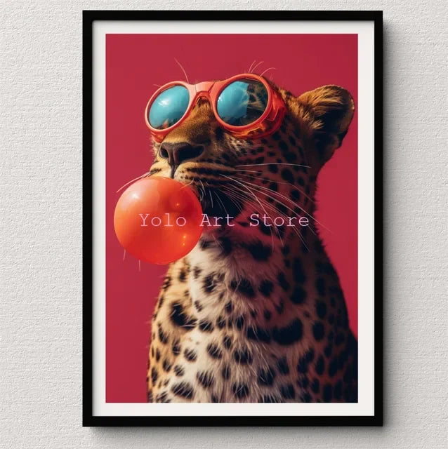 Tiger Canvas Wall Art Print - Vibrant Animal Bubble Style - P5 / 20x30cm No Frame