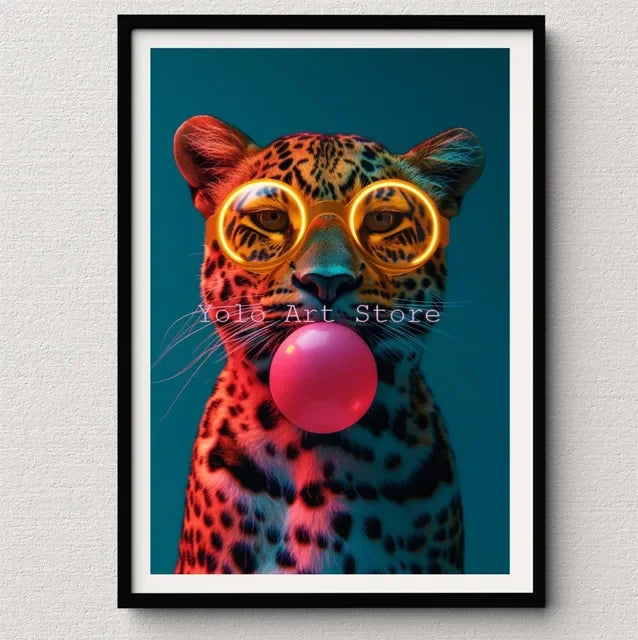 Tiger Canvas Wall Art Print - Vibrant Animal Bubble Style - P6 / 20x30cm No Frame