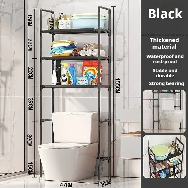 Toilet & Bathroom Storage Rack - Save Space - Black / CHINA