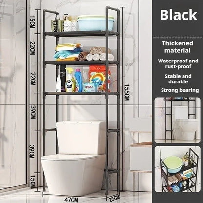 Toilet & Bathroom Storage Rack - Save Space - Black / CHINA