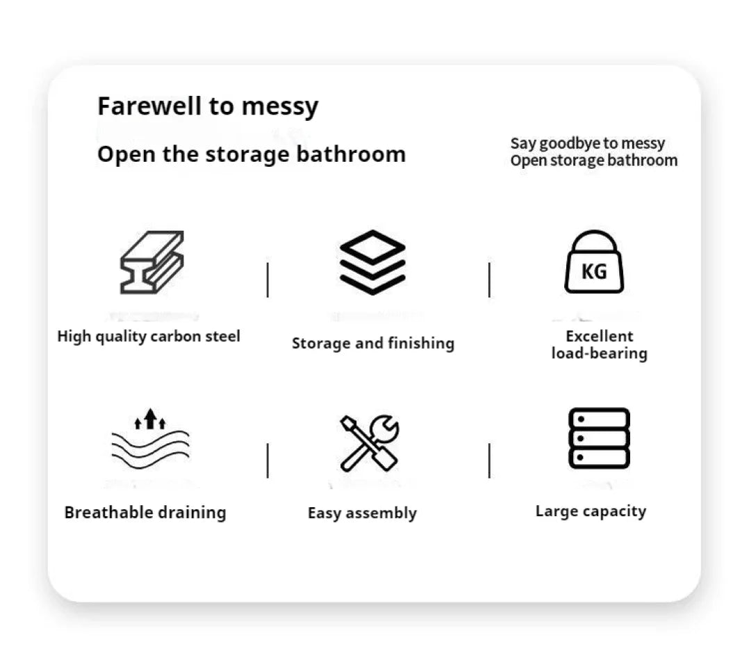 Toilet & Bathroom Storage Rack - Save Space - Black / CHINA