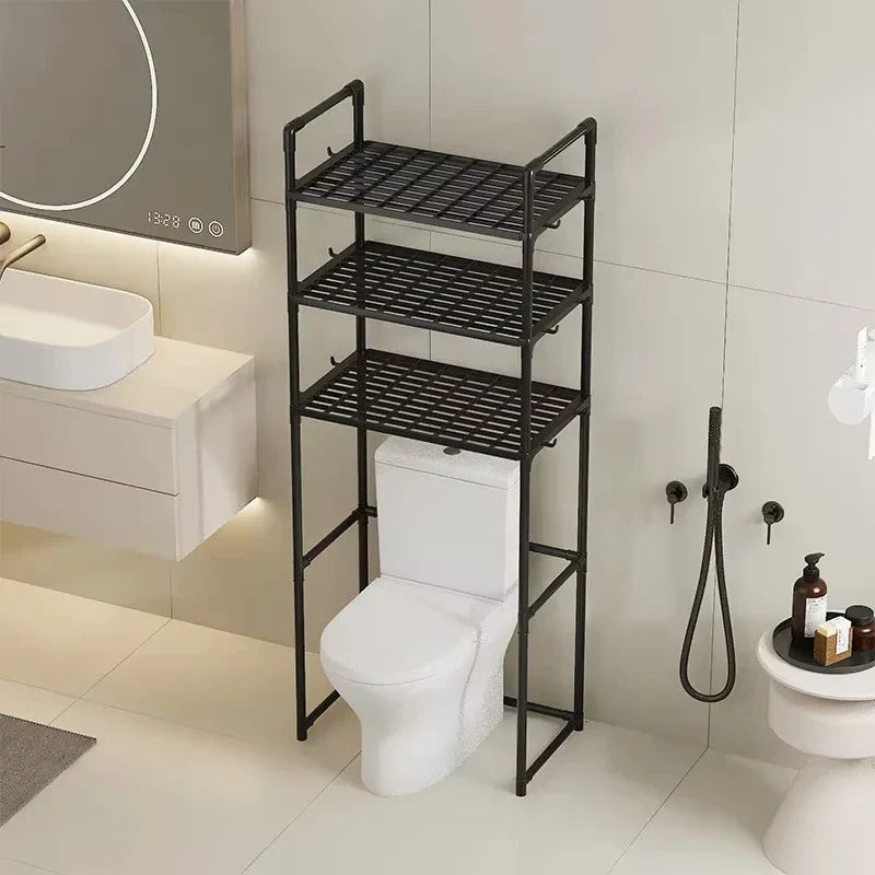 Toilet & Bathroom Storage Rack - Save Space - Black / CHINA