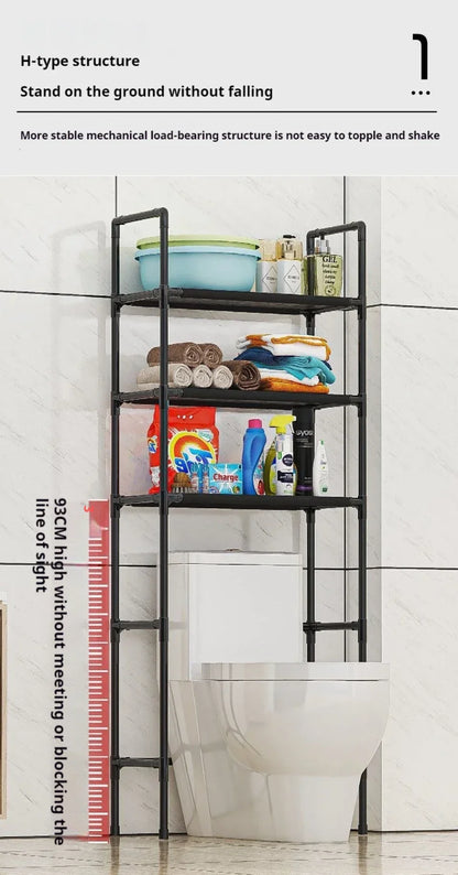 Toilet & Bathroom Storage Rack - Save Space - Black / CHINA