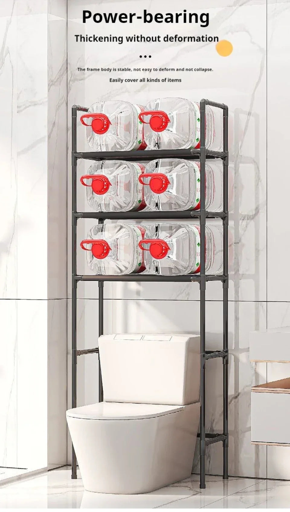 Toilet & Bathroom Storage Rack - Save Space - Black / CHINA