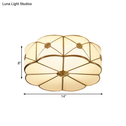 DecorBites™ DecorBites™ Traditional 1-Tiered White Glass & Gold Flush Mount Chandelier - 3/4/6 Bulbs (14"/18"/23.5" Width)