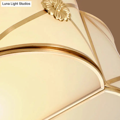 DecorBites™ DecorBites™ Traditional 1-Tiered White Glass & Gold Flush Mount Chandelier - 3/4/6 Bulbs (14"/18"/23.5" Width)