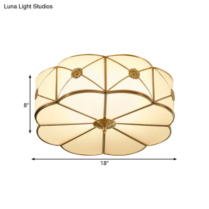 DecorBites™ DecorBites™ Traditional 1-Tiered White Glass & Gold Flush Mount Chandelier - 3/4/6 Bulbs (14"/18"/23.5" Width)