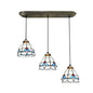 Traditional 3-Head Stained Glass Pendant Light in Bronze with Shaded Hanging Design