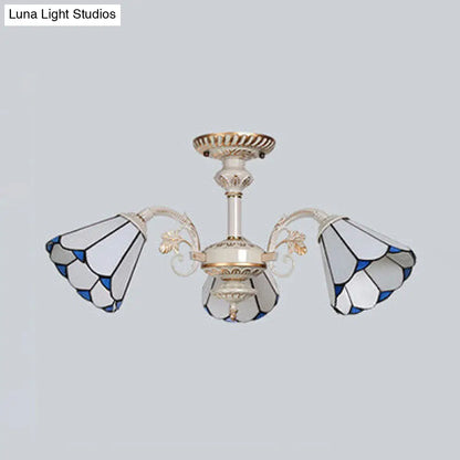 Traditional 3-Light White Glass Chandelier Ceiling Light for Bedroom