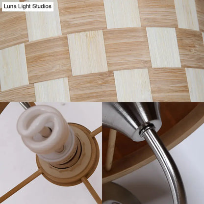 DecorBites™ DecorBites™ Traditional Bamboo Drum Wall Sconce Light Fixture for Dining Room - 1 Bulb Wood Sconce