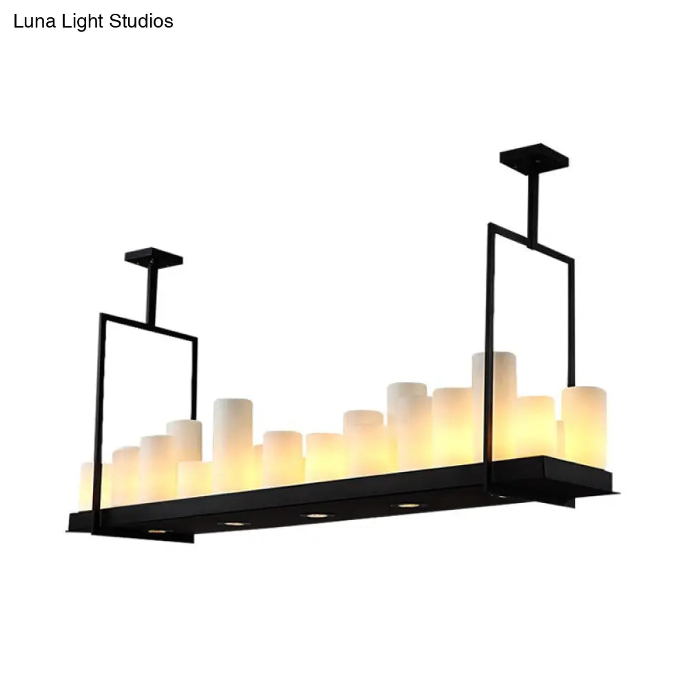 مصباح معلق تقليدي من الزجاج المصنفر على شكل برميل من DecorBites™ - مصباح معلق أسود على شكل جزيرة لغرفة الطعام - 8/12/16 مصباحًا