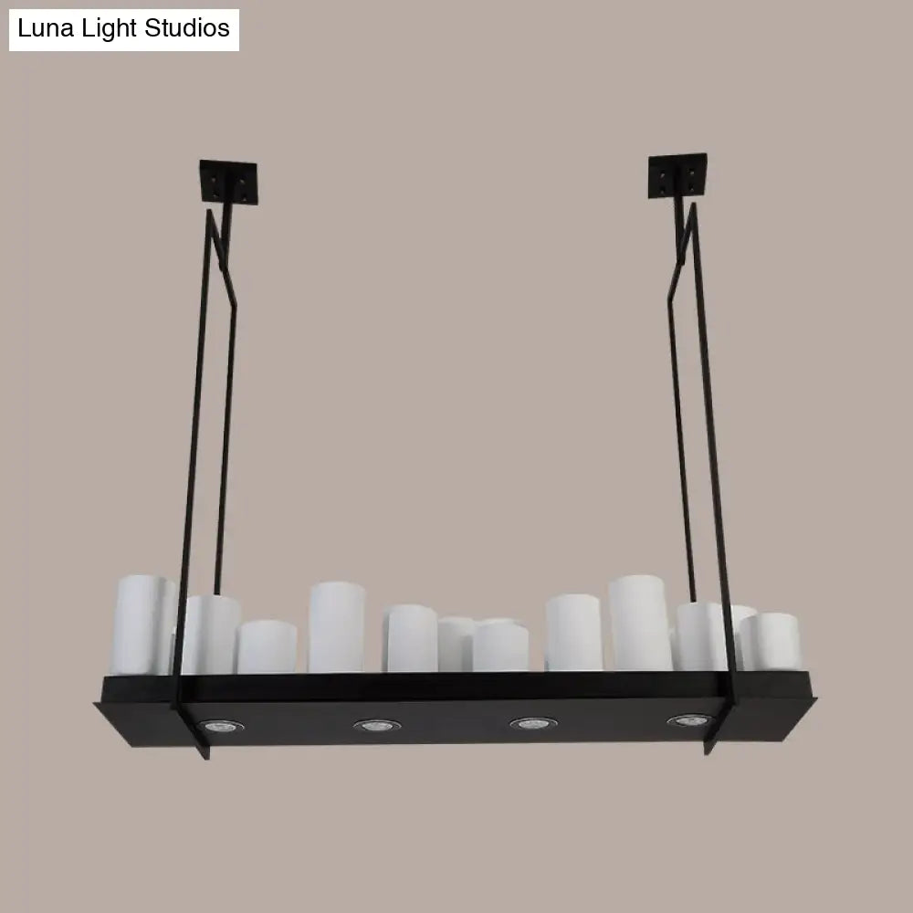 مصباح معلق تقليدي من الزجاج المصنفر على شكل برميل من DecorBites™ - مصباح معلق أسود على شكل جزيرة لغرفة الطعام - 8/12/16 مصباحًا