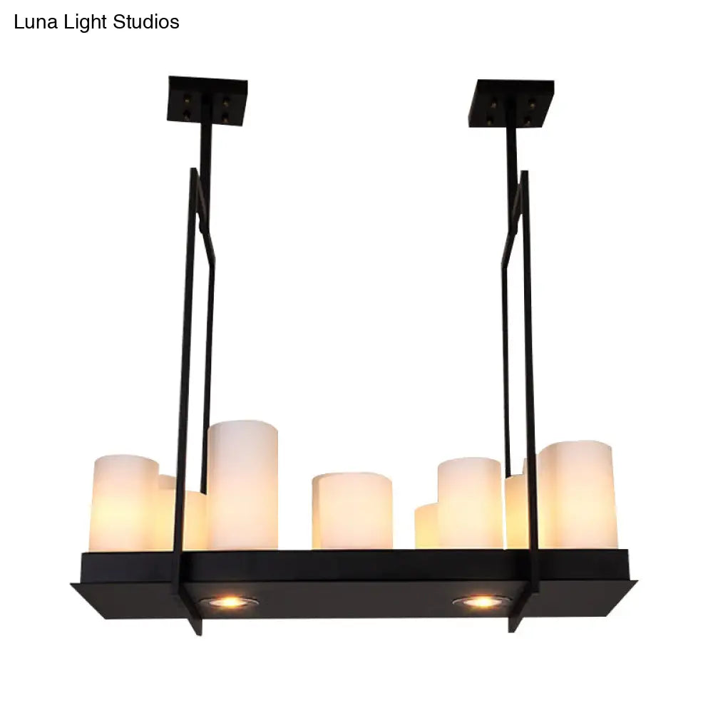 مصباح معلق تقليدي من الزجاج المصنفر على شكل برميل من DecorBites™ - مصباح معلق أسود على شكل جزيرة لغرفة الطعام - 8/12/16 مصباحًا