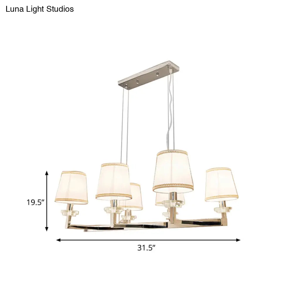 ديكوربايتس™ مصباح معلق برميلي تقليدي مع ظلال من القماش - لمسة نهائية من الكروم، 6/8 مصابيح - مجموعة مصابيح معلقة لغرفة الطعام