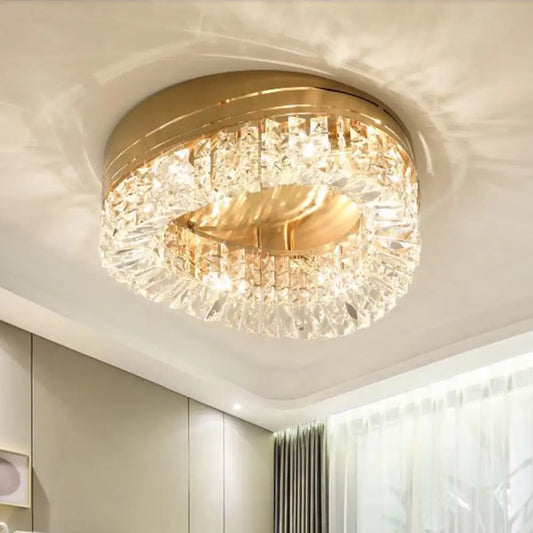 DecorBites™ DecorBites™ Traditional Beveled Crystal Ceiling Light with 6 Gold Flush Bulbs