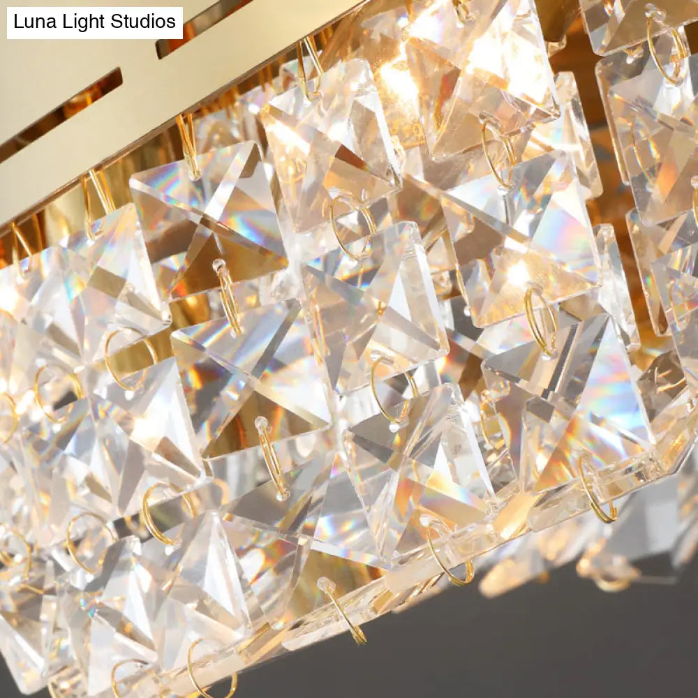 DecorBites™ DecorBites™ Traditional Beveled Crystal Ceiling Light with 6 Gold Flush Bulbs