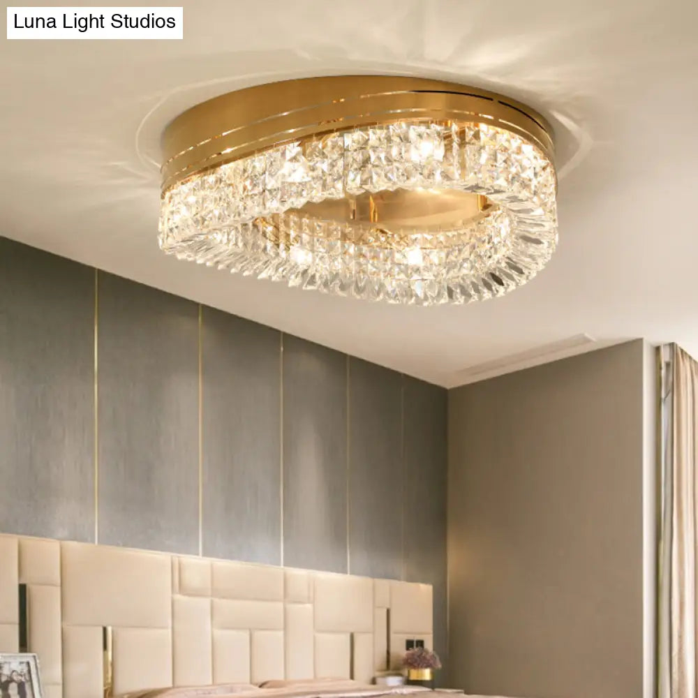 DecorBites™ DecorBites™ Traditional Beveled Crystal Ceiling Light with 6 Gold Flush Bulbs