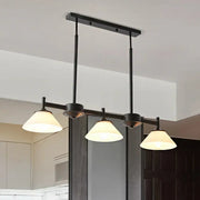 DecorBites traditional black metal light fixture with three frosted glass cone pendants and e26 e27 bulb base